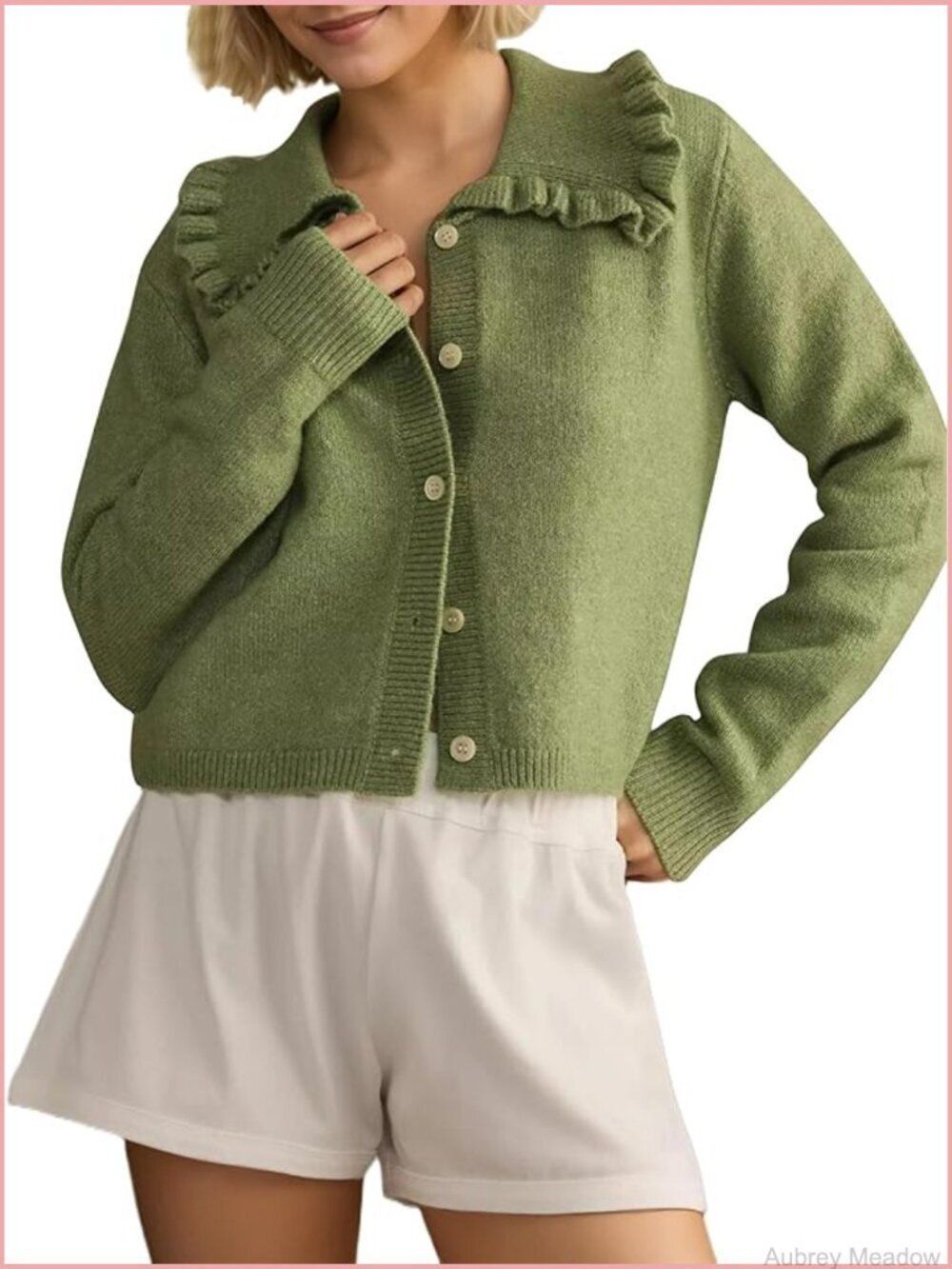 Ruffle Collar Cardigan Sweater Button Up Open Front Knit Jacket Cute Long
